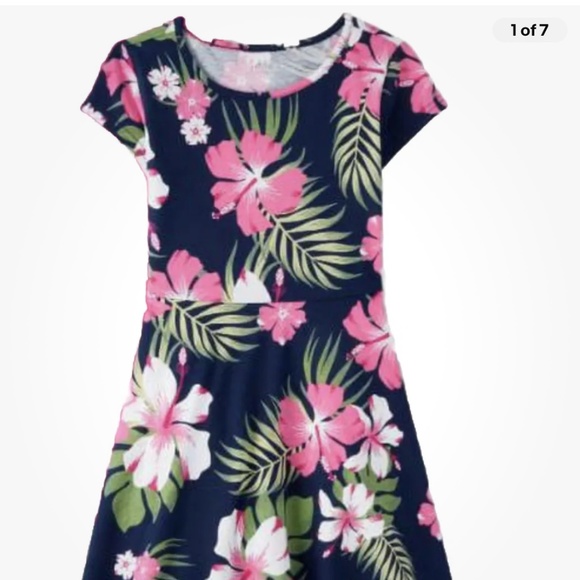 The Children’s Place Girl’s Multi Floral Skater Dress 14 NEW - Picture 1 of 6